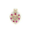 14K Yellow Gold 1/4ctw Diamond and Ruby Heart Pendant