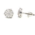 14K White Gold 1/1ctw Diamond Cluster Earrings
