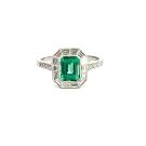 950 Platinum Ring with 1.22ctw Diamonds and 1.20ctw Emeralds