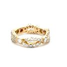 18K Yellow Gold 1 5/8ctw Diamond Single Cuts and Round Brilliant Eternity Band