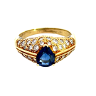 18K Yellow Gold 3/4ctw Diamond and Sapphire Ring