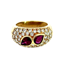 18K Yellow Gold 1/1ctw Diamond Ring with   Rubies