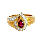 18K Yellow Gold 3/8ctw Diamonds and 0.50ctw Ruby Ring