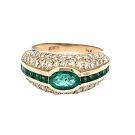 Effy 14K Yellow Gold 3/4ctw Diamond and Emerald Fashion Ring