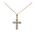 14K Yellow Gold 1/1ctw Diamond Cross Pendant
