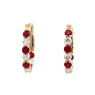 18K Yellow Gold 5/8ctw Diamond and Ruby Earrings