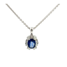 18K White Gold 1.62ctw Blue Sapphire and 0.47ctw Diamond Pendant
