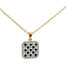 18K White Gold 0.52ctw Blue Sapphire and 0.33ctw Diamond Pendant