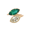 18K Yellow Gold 1.68ctw Diamond and 1.98ctw Emerald Bypass ring