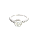 14K White Gold 1 1/4ctw Diamond Halo Engagement Ring, Center GIA  7221781943 Round .90 JSI2 GDEXVG None