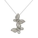 14K White Gold 1/1ctw Diamond Double Butterfly Pendant