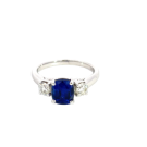 Platinum 3/8ctw Diamond and 2.01ct Sapphire 3-Stone Ring IGI GT13605502