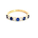 14K Yellow Gold Ring with 0.37ctw Diamonds and 0.49ctw Sapphires