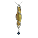 18K Yellow and White Gold 1/2ctw Diamond and Pear Sapphire Pendant