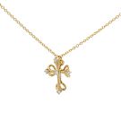14K Yellow Gold Gothic Diamond Cross Pendant with 0.10ctw Diamonds