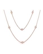 14K Rose Gold, 36", 20 Diamond, 7/8ctw Diamonds By Yard Necklace
