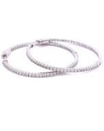14K White Gold 1 1/2ctw Diamond Hoop Earrings