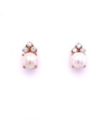 14K Yellow Gold 1/3ctw Diamond and Pearl Earrings