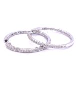 14K White Gold 3/4ctw Diamond Hoop Earrings
