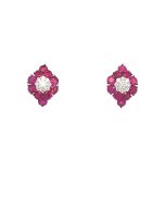 18K White Gold Diamond Earrings with 0.31ctw Diamonds and 2.44ctw Rubies