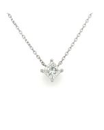14K White Gold 5/8ctw Princess Diamond Solitaire Necklace