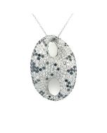 18K White Gold 4 1/2ctw Black and White Pave Diamond Pendant