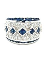 18K White Gold 0.70ctw Diamond and 2.20ctw Sapphire Band