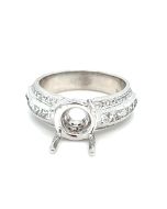 18K White Gold 1.10ctw Diamond Semi-Mount Ring