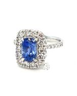 18K White Gold Diamond and Sapphire Ring with 1.91ctw Diamonds and 2.21ctw Sapphire