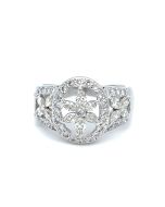 18K White Gold 1/1ctw Diamond Marquise and Round Fashion Ring