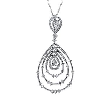 18K White Gold Diamond Chandelier Pendant with 1.72ctw