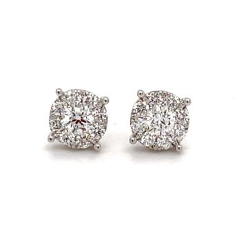 14K White Gold 3/8ctw Diamond Cluster Earrings