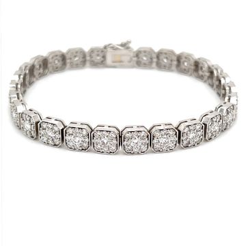 14K White Gold 7.06ctw Diamond Cluster Bracelet
