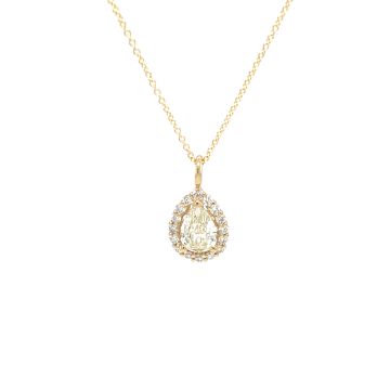 14K Yellow Gold 1 1/6ctw Diamond Pear Shape Halo Pendant