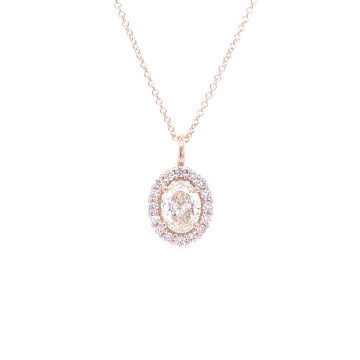 14K Yellow Gold 1 1/3ctw Diamond Oval Halo Pendant