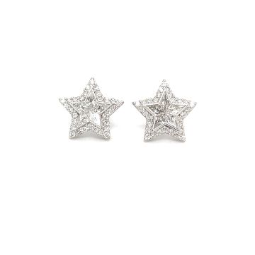 18K White Gold Diamond Star Earrings with 1.00ctw Diamonds