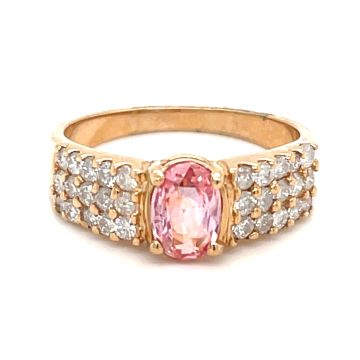 14K Yellow Gold 1/1ctw Diamond and Pink Sapphire Ring