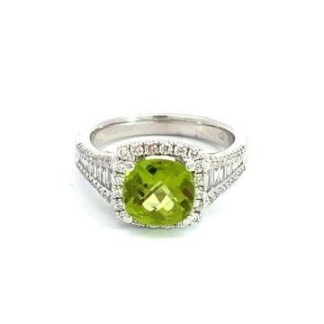 18K White Gold Diamond Ring with 0.74ctw Diamonds and 1.95ctw Peridot