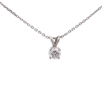 14K White Gold .90ctw Diamond Solitaire Necklace