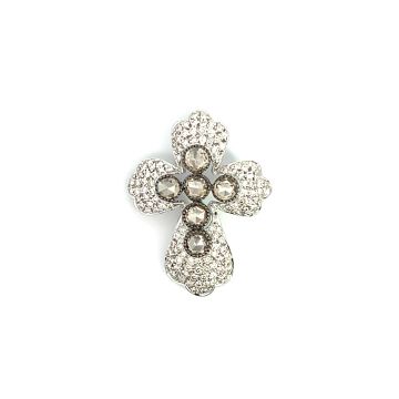 18K White Gold Diamond Cross Pendant with 2.97ctw