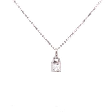 14K White Gold 1/2ctw Princess Diamond "Handbag" Pendant