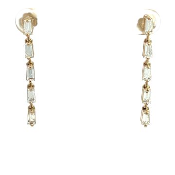 14K Yellow Gold Diamond Drop Earrings with 1 3/4ctw Tapered Baguette Diamonds