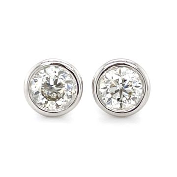 14K White Gold 1 1/4ctw Diamond Bezel Stud Earrings