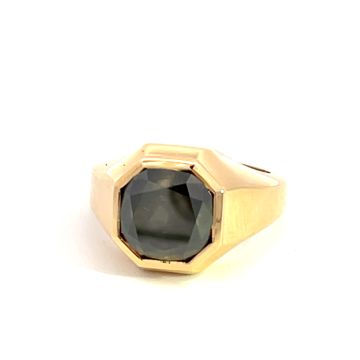 18K Yellow Gold 5.29ctw GIA 2215562694 Fancy Dark Brown Diamond Flush Set Ring
