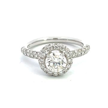 14K White Gold 1 1/3ctw Diamond Engagement Ring with 0.70ct Center
