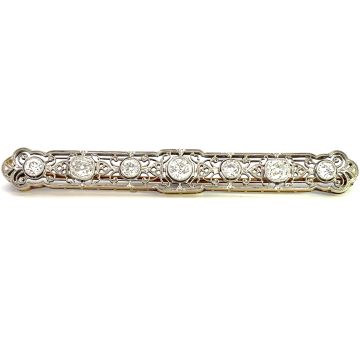 14K White Gold 2/1ctw Diamond Old Euro Brooch