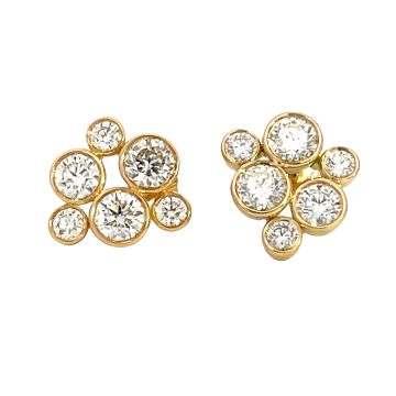 18K Yellow Gold 2/1ctw Diamond Bubble Earrings