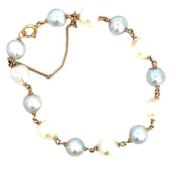 14K Yellow Gold Pearl Bracelet