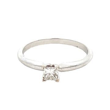 14K White Gold Engagement Ring with 0.24ct Princess Cut Diamond