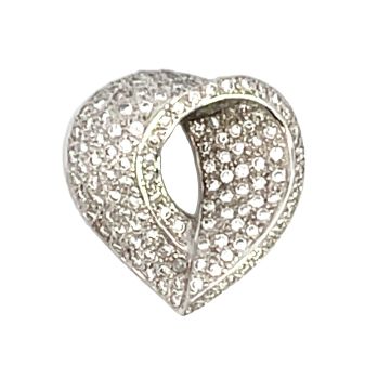 18K White Gold 1/1ctw Diamond Heart Pendant